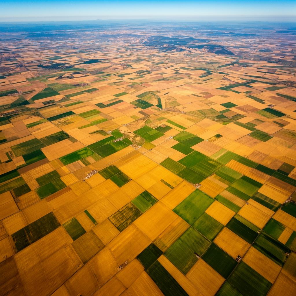 Grands territoires agricoles observés depuis l'espace avec analyses de rendement